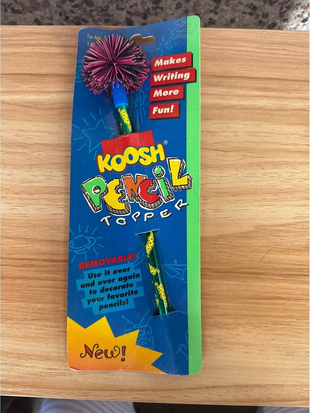 Vintage 1990s Koosh Pencil Topper OddzOn Pink Black Sealed New